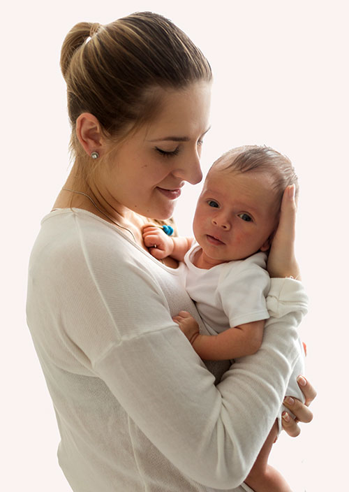 Mother holding baby