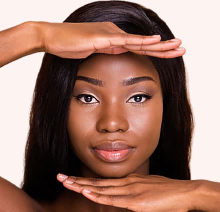 Picture of Woman with hands framing her face, Rhinoplasty Nose Job